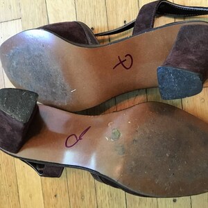 Vintage Brown Suede Hush Puppies Sling Back Pumps afbeelding 7