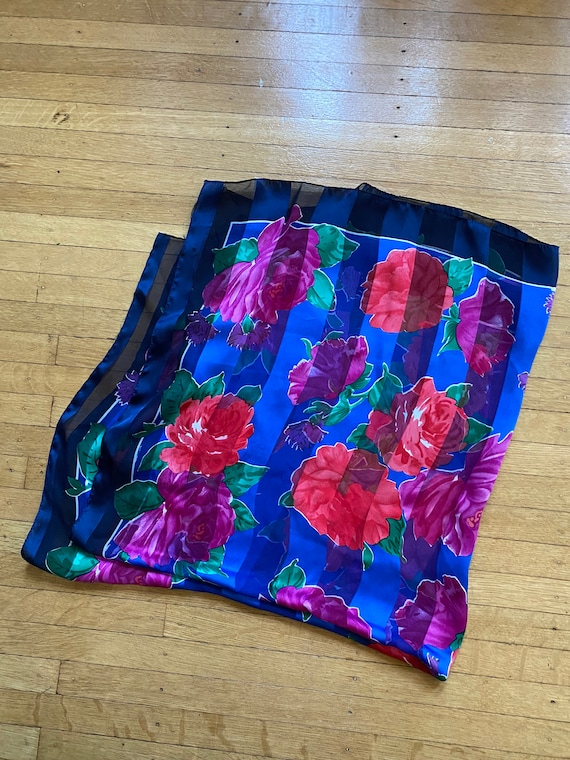 Vintage Floral Striped Scarf - Etsy