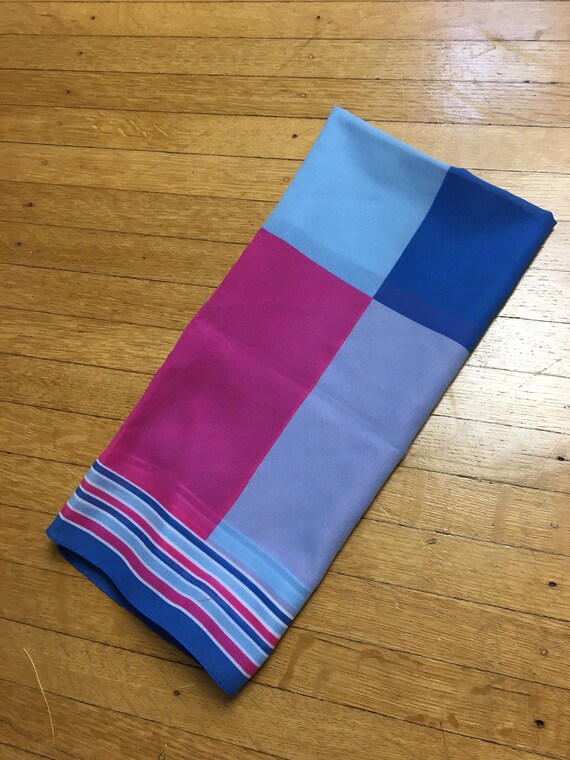 Vintage Pink and Blue Square Scarf - image 4