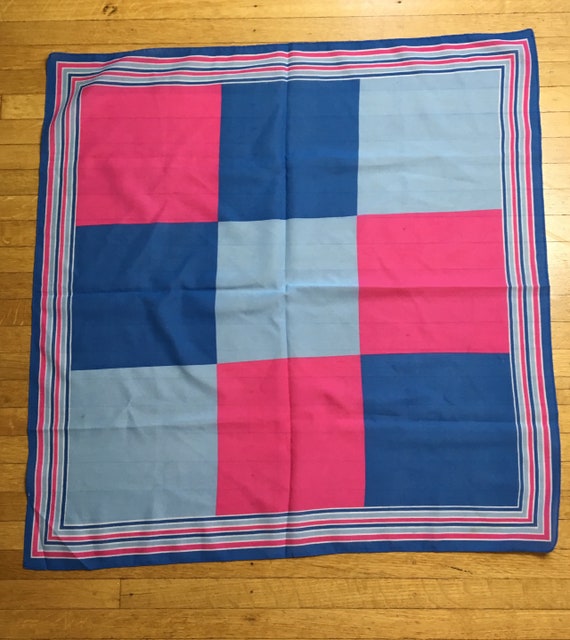 Vintage Pink and Blue Square Scarf - image 2