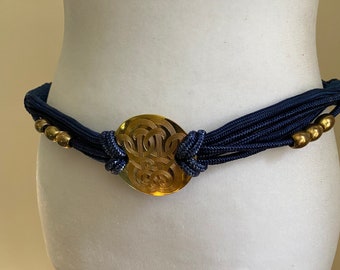 Vintage Sailboat Belt 80s Gold Metal Chain Concho Nautical  display picture 1
