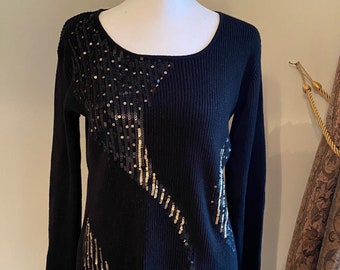 Pull en tricot métallisé à manches longues vintage femme