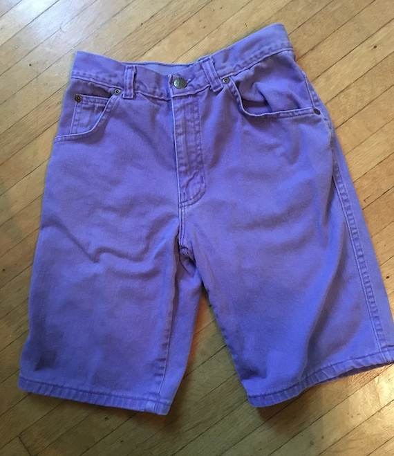 Vintage 1990s Little Girl Purple Denim Shorts, Wa… - image 1