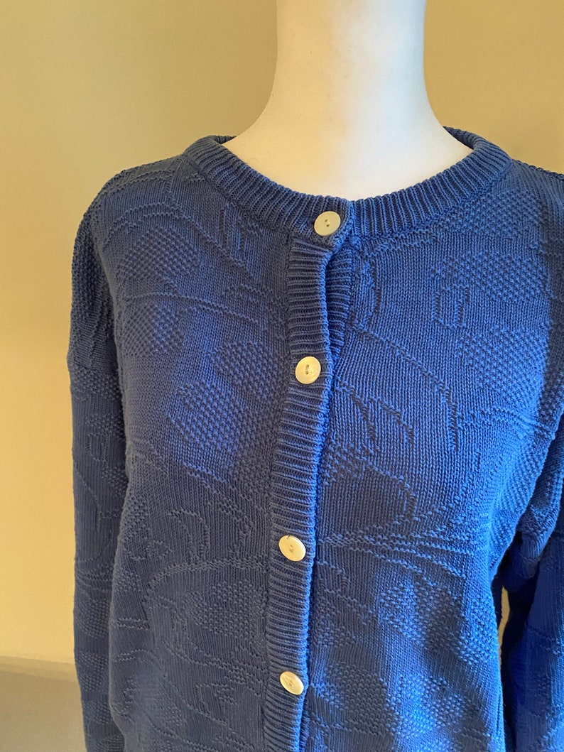 Vintage Blue Textured Cardigan image 2