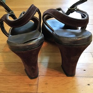 Vintage Brown Suede Hush Puppies Sling Back Pumps afbeelding 6
