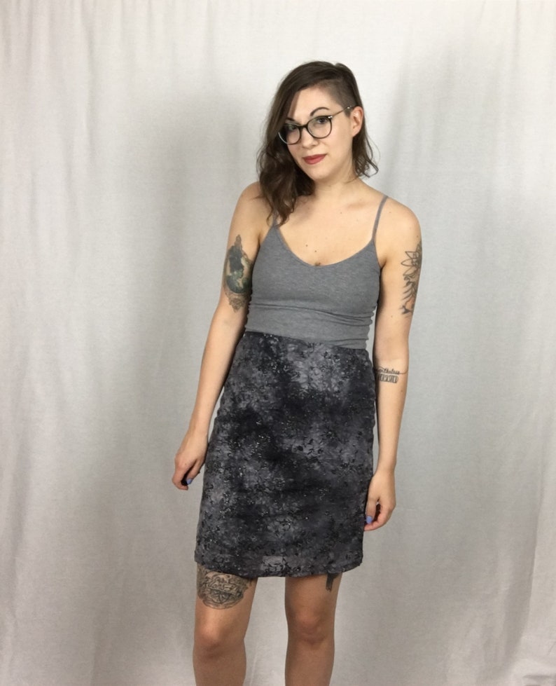 Vintage 1990s Rampage Pencil Skirt Black and Gray Sparkles Size Small image 2