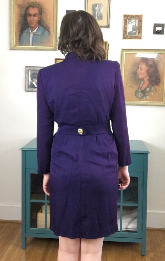 1980s Purple Blazer Style Vintage Power Dress wit… - image 3