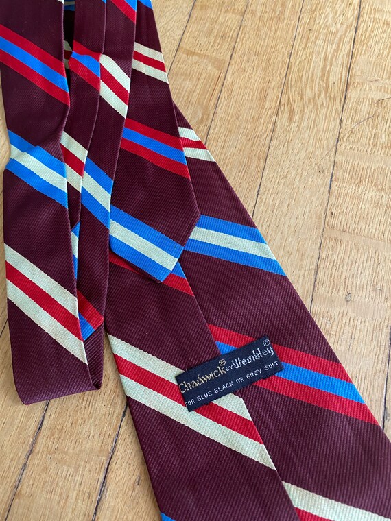 Vintage Burgundy Striped Necktie - image 2
