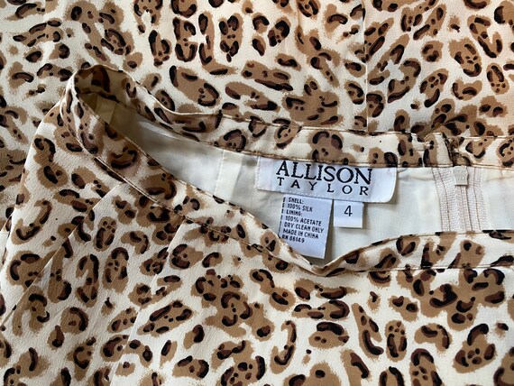 Vintage 1990s Leopard Print Silk Mini Skirt - image 4