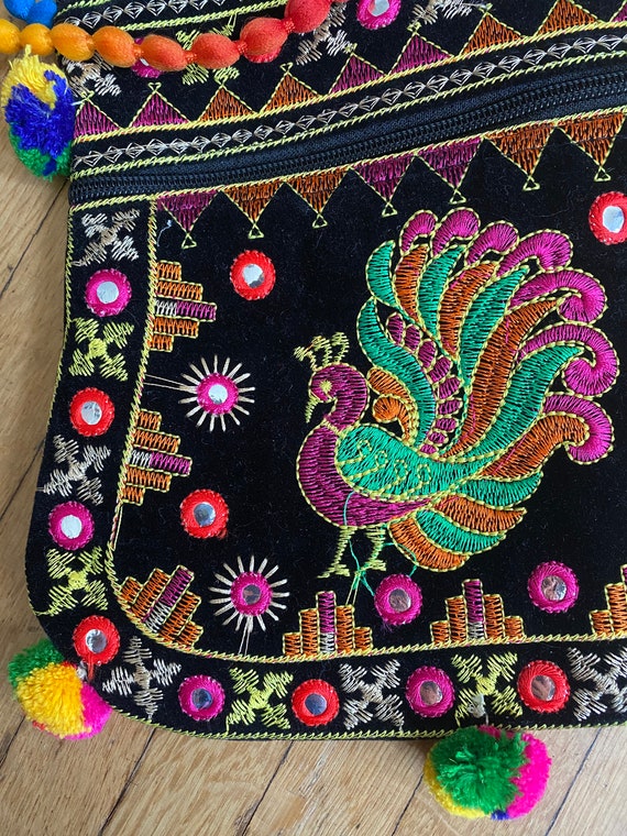 Vintage Colorful Embroidered Purse with Crossbody… - image 2