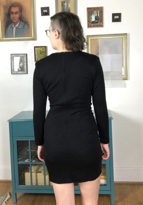 Vintage 1990s Long Sleeve Little Black Dress with… - image 3