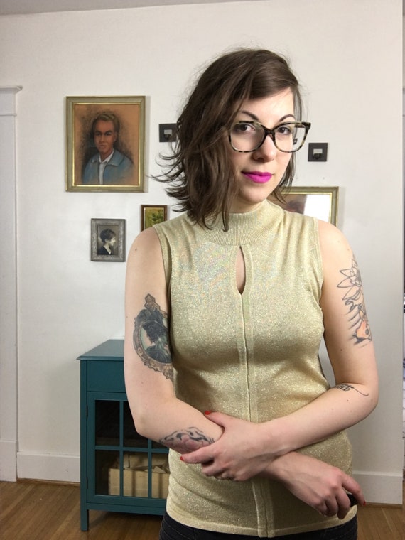 gold mock turtleneck