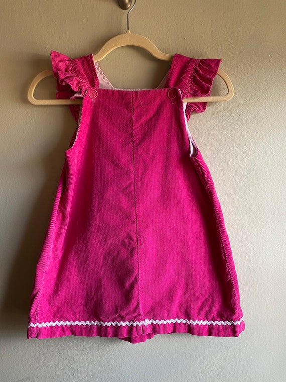 Vintage Girls Pink Corduroy Smock Dress - image 2