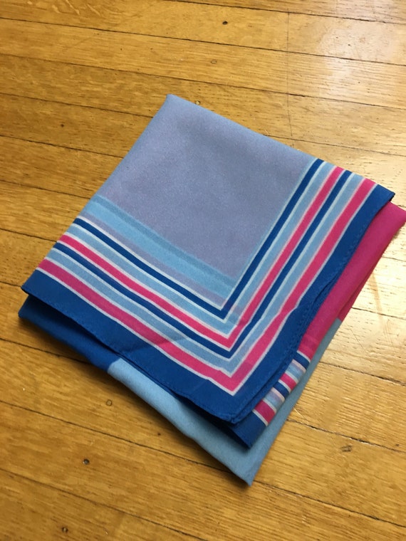 Vintage Pink and Blue Square Scarf - image 1