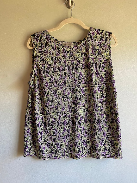 Green and Purple Geometric Print Tank from Dress B