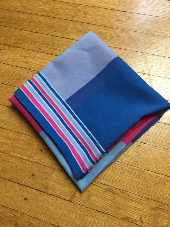 Vintage Pink and Blue Square Scarf - image 3