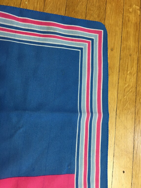 Vintage Pink and Blue Square Scarf - image 7