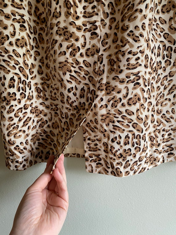 Vintage 1990s Leopard Print Silk Mini Skirt - image 3