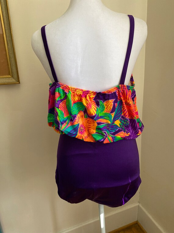 Vintage Floral Purple One Piece Swimsuit - image 4