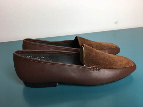 Brown Leather and Suede Vintage 1970s Loafers Dea… - image 2