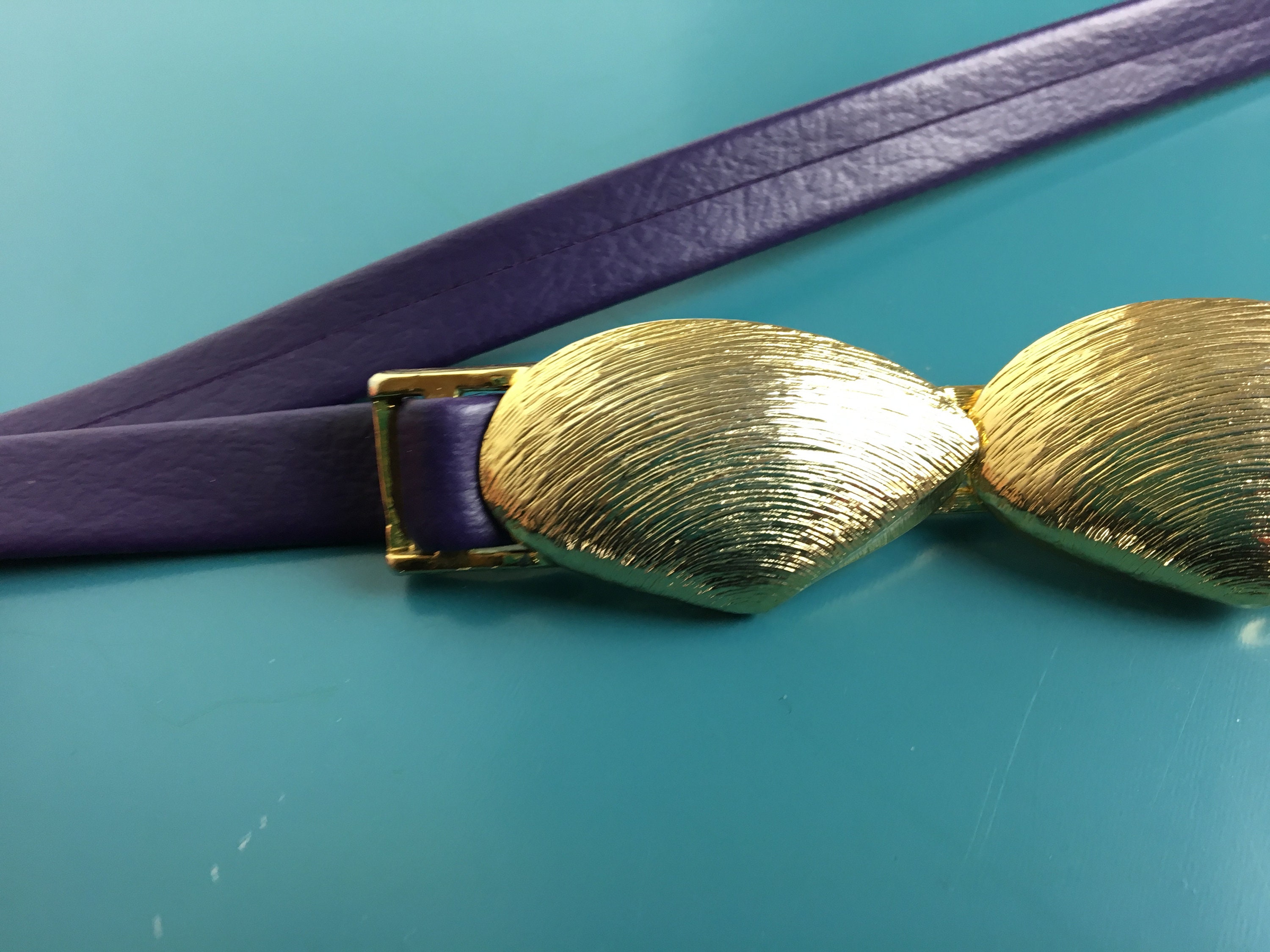 Vintage Purple Gold Sea Shell Clasp Belt - Etsy display picture 2