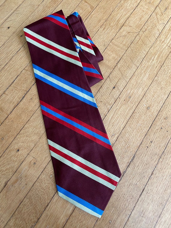 Vintage Burgundy Striped Necktie - image 1
