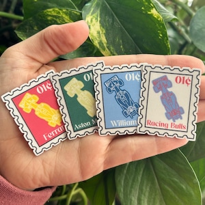 NEW *2026 GRID* Racing Team Stamps, Waterproof Matte Sticker, Formula 1, F1, Motorsports, Racing, Grand Prix, Ferrari, Mercedes, McLaren