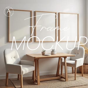 Three Frame Mockup PSD - Art Print Mockup, Wood Frame Mockup, Wall Art Mockup, Modern Frame Mockup, DIN A Frame Mockup