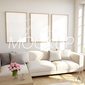 Three Frames Mockup PSD - Wood Frame Mockup, Art Display Mockup, Simple Frame Mockup, PSD Frame Mockup