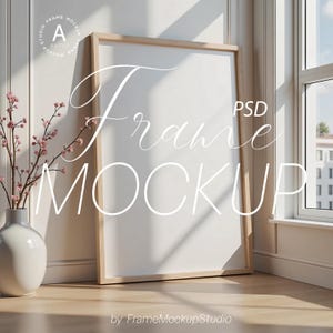 A4 A3 A2 Frame Mockup – Minimal Print Poster Mockup, PSD Frame Template for Wall Art Display, Vertical Simple Frame Mockup