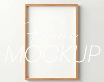 Light Wood Frame Mockup: 2x3 Vertical Wall Art (PSD)