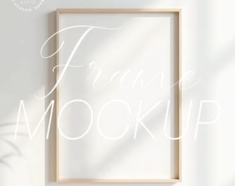 Vertical Wood Frame Mockup: Minimal Poster Display (PSD)