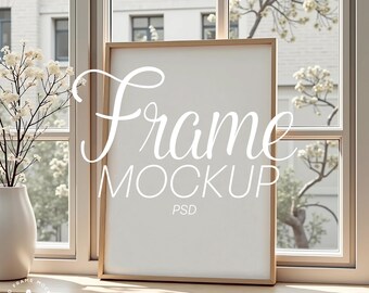 Leichter Holzrahmen Mockup: Wandkunst & Posterdarstellung (PSD)