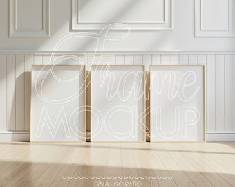 Light Wood Frame Mockup Set of Three: PSD Template (Digital Download)
