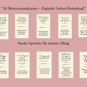 Inspirierende Motivationskarten 30 Zitate Affirmationen | Digitales Set für Persönlichkeitsentwicklung,Perfekt für Handy, Visionboard Alltag
