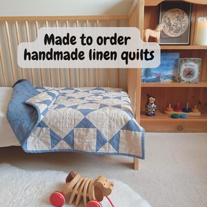 Custom Handmade Linen 'Starburst' Quilt
