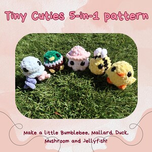 Tiny Cuties 5-in-1 Pattern Pack - Bee, Mallard, Duck, Mushroom, and Jellyfish 2-inch outcome!!