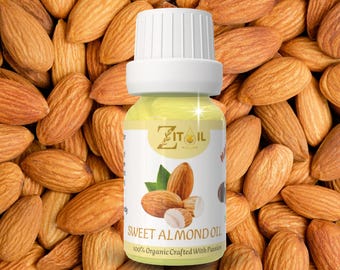 Marokkaanse zoete amandelolie | Natuurlijke cosmetische botanische plantaardige olie voor haar en huid (1 oz/30 ml)