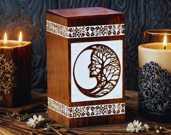 Rosewood Cremation Urn: Tree of Life Celtic Knot, Engraved Memorial Box