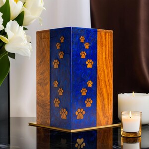 Huisdier herdenkingsurn voor honden Houten aandenkendoos met pootafdruk ontwerp crematiedoos huisdier geheugen cadeau huisdier verlies sympathie cadeau aangepaste geheugendoos