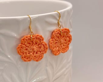 AMELIA: Autumn Crochet Flower Earrings | Handmade | House of Colour Autumn Palette | 18k Gold Plated Findings