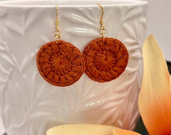 LOUISE: Autumn Crochet Medallion Earrings | Handmade | House of Colour Autumn Palette | 18k Gold Plated Findings