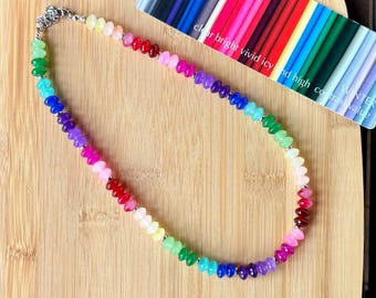 SUSAN: Winter Rainbow Glass Beaded Necklace | Seasonal Color Analysis | Handmade | 8mm Glass Rondelle Beads