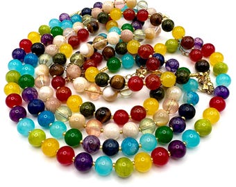 WREN: Autumn Beaded Necklaces | House of Colour Palette | 18k Gold Plated Chain | Handmade | 8mm Semi Precious Stones | Autumn Sub Season