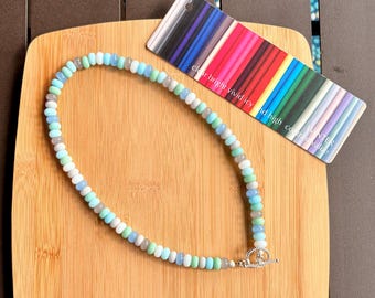 ELIZA: Winter Beaded Necklace | Seasonal Color Analysis | Handmade | 8mm Glass Rondelle Beads | Silver Plated center Toggle Clasp
