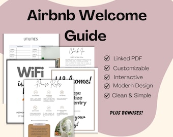 Modello di libro di benvenuto per proprietà in affitto Airbnb / Planner di gestione delle proprietà in affitto / Modello di guida del manuale per l'host della casa