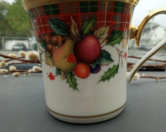 Lenox porcelain mug Holiday Tartan made in USA Pre loved