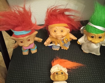 Vintage Troll dolls hippy, maid, angel and workout