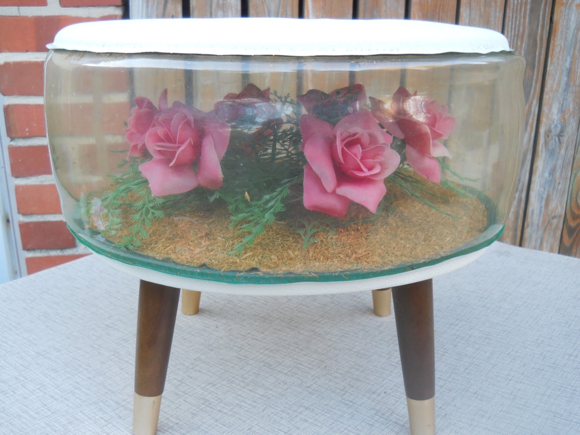 Vintage Inflatable Footstool terrarium footstool roses in Etsy