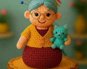 Crochet Grandma Doll Pattern,granny pincoushion (PDF Download,) with 10 Amigurumi Pincushion Designs ideas